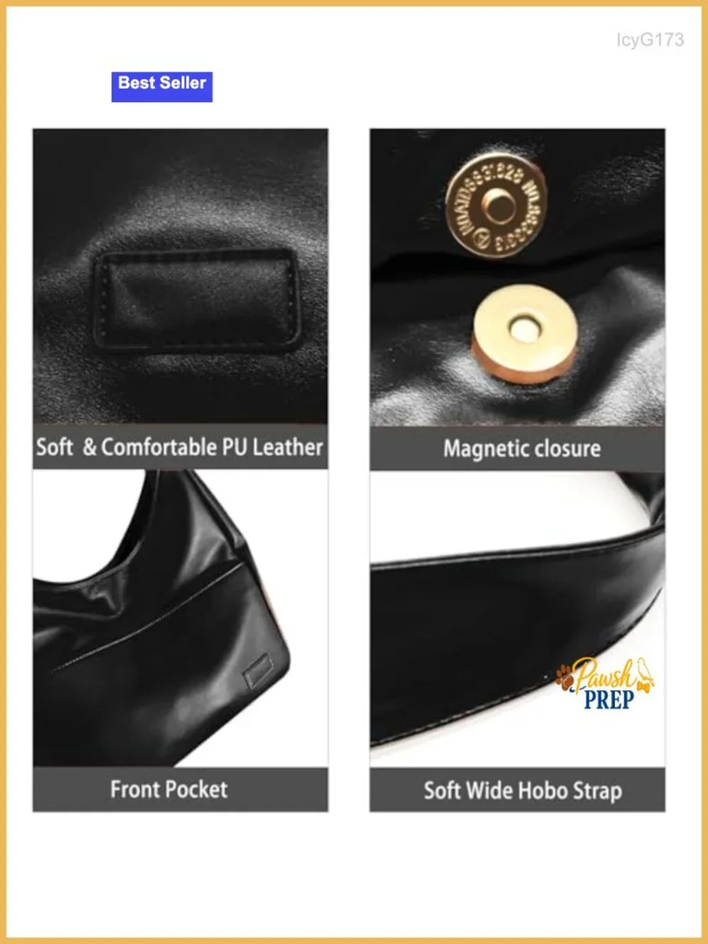 Vegan Leather Hobo Bag Women Slouchy Shoulder Tote Large Capacity